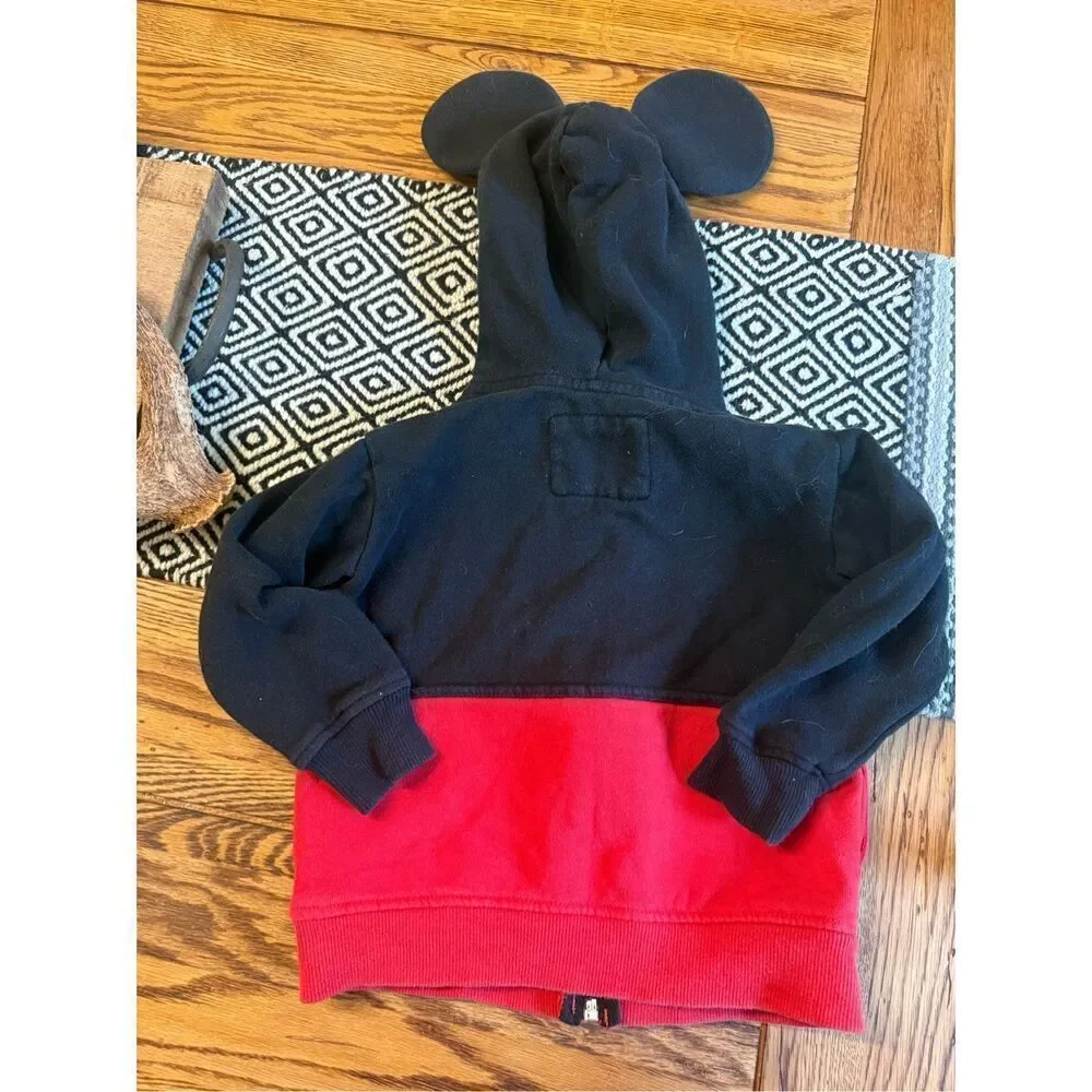 Disney Parks Mickey Mouse Ears Zip Up Fleece Long Sleeve Hooded Jacket Size 2XS